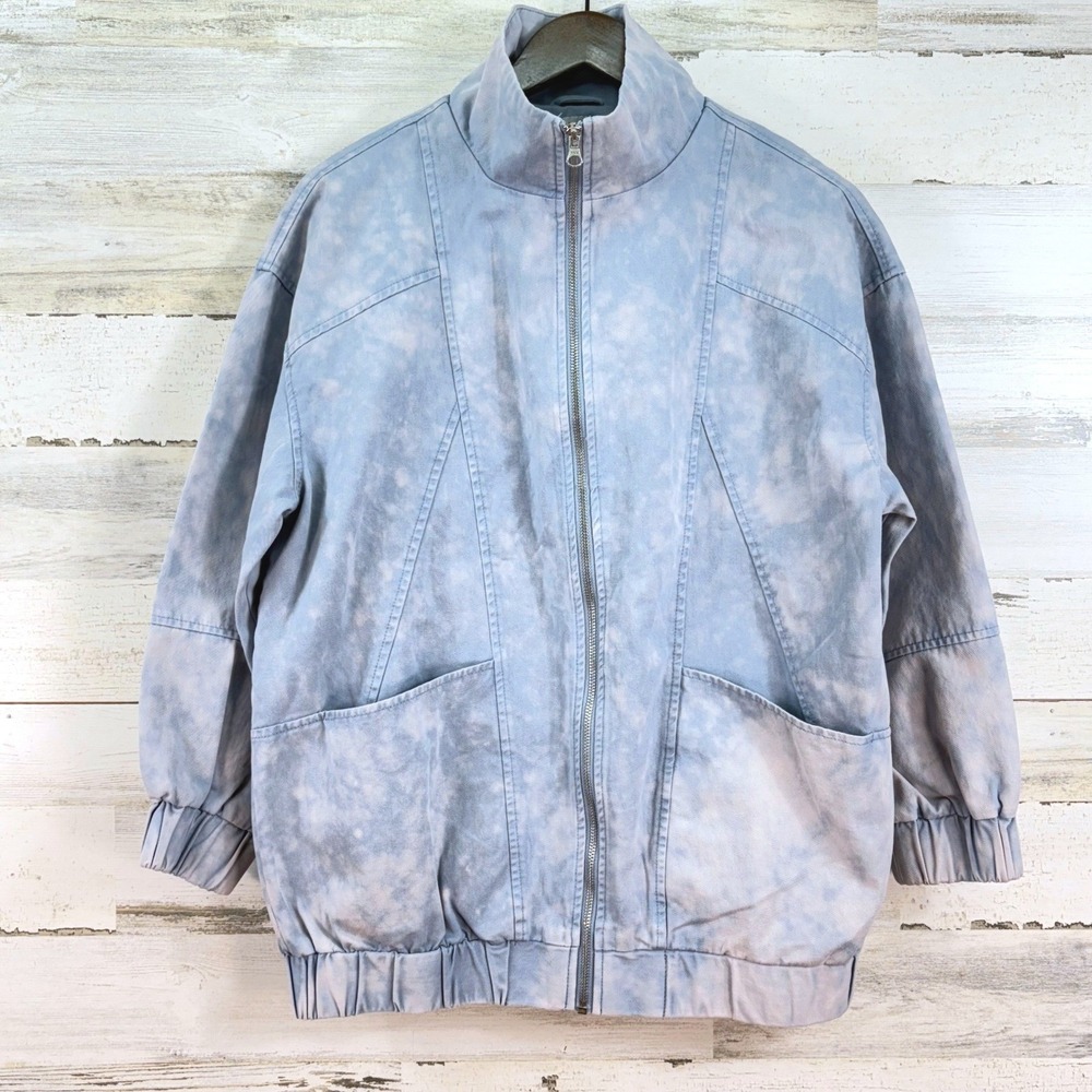 ASOS DESIGN Petite Blue Tie‎ Dye Bomber Jacket Zip Up US 2 1853208 Oversized
